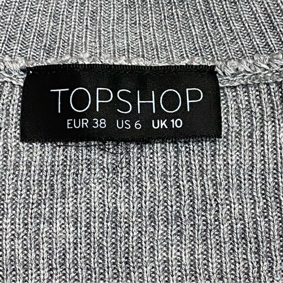 New!! TOPSHOP Grey Wool Blend Knit Ribbed Long Sleeve Cropped Sweater - Sz 6 US - Picture 5 of 10